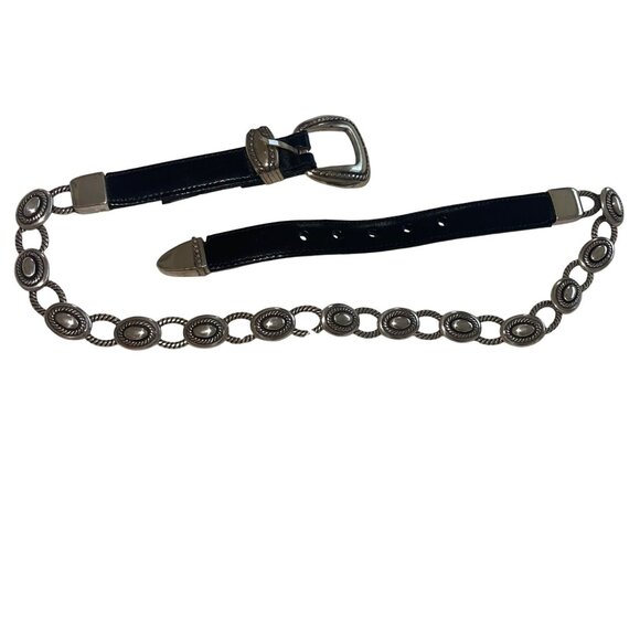 Brighton Vintage 1995 Womens Size S Black Tone Oval Metal Link Belt Casual main image 3